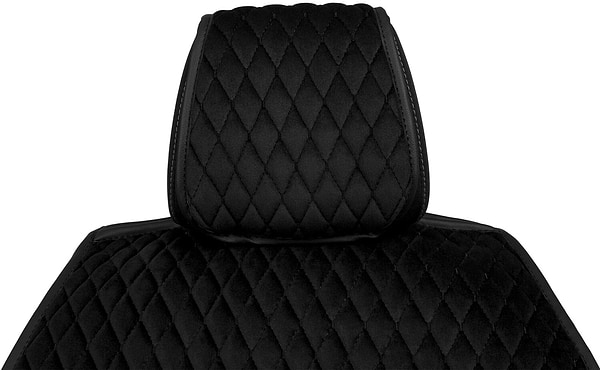 Фото - Комплект накидок на сиденье автомобиля EVAtech из алькантары черные с черной нитью, черный кант, малый ромб 2 шт ACASDMRBBB