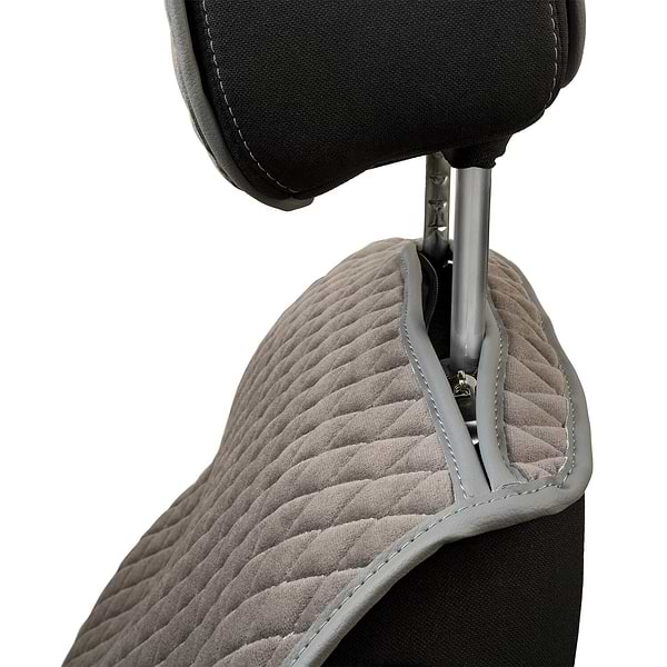 Фото - Комплект накидок на сидіння автомобіля EVAtech з алькантари сірі з сірою ниткою, сірий кант, малий ромб 2 шт ACASDMRGGG