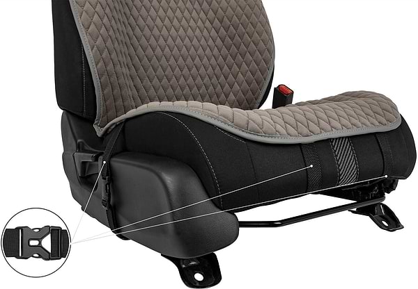 Фото - Комплект накидок на сидіння автомобіля EVAtech з алькантари сірі з сірою ниткою, сірий кант, малий ромб 2 шт ACASDMRGGG