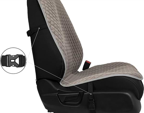 Фото - Комплект накидок на сидіння автомобіля EVAtech з алькантари сірі з сірою ниткою, сірий кант, малий ромб 2 шт ACASDMRGGG