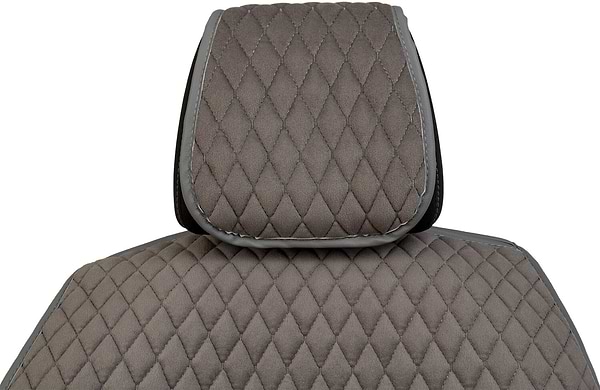 Фото - Комплект накидок на сидіння автомобіля EVAtech з алькантари сірі з сірою ниткою, сірий кант, малий ромб 2 шт ACASDMRGGG