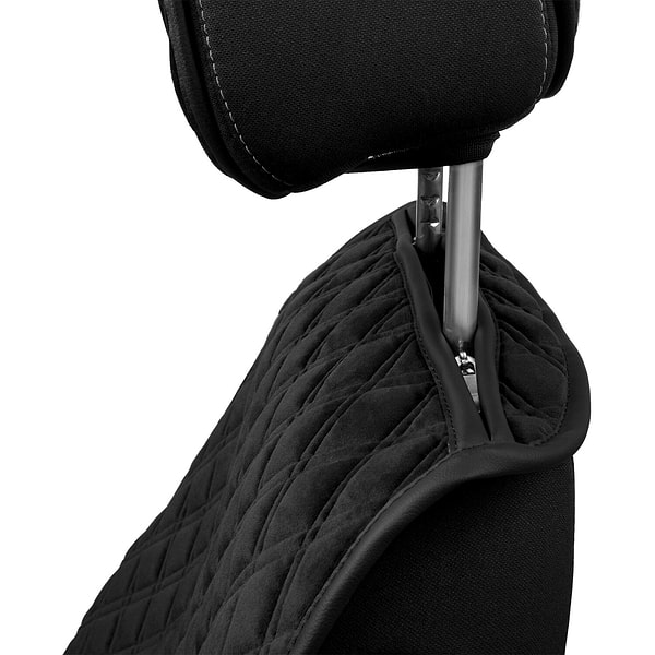 Фото - Накидка на сидіння автомобіля EVAtech з алькантари чорна з чорною ниткою, чорний кант, великий ромб ACASHRBBB