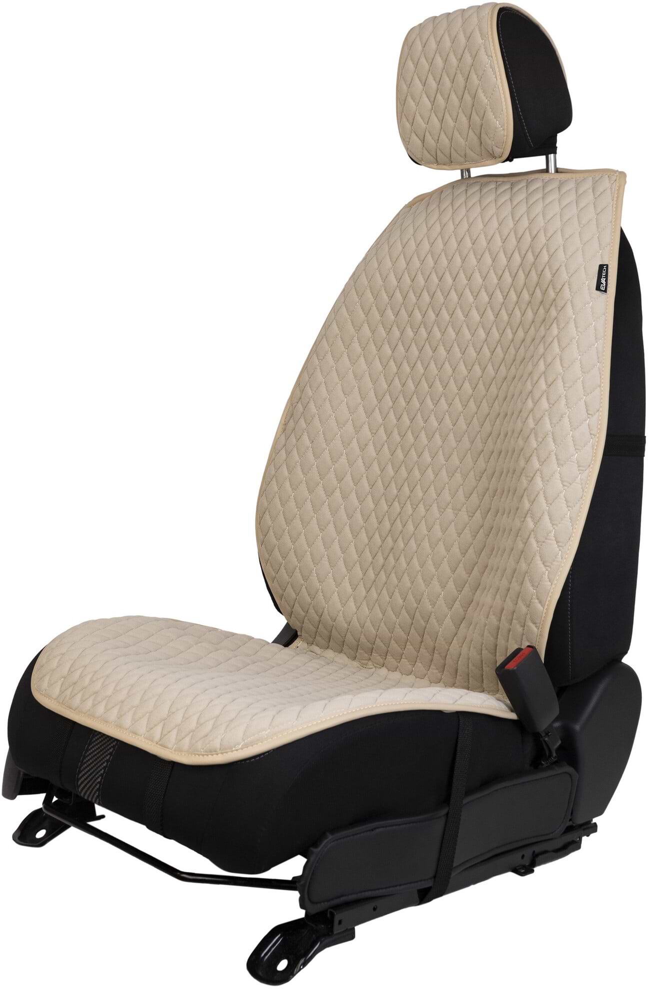 Накидка на сидіння автомобіля EVAtech з алькантари бежева з бежевою ниткою, бежевий кант, малий ромб ACASMRIII