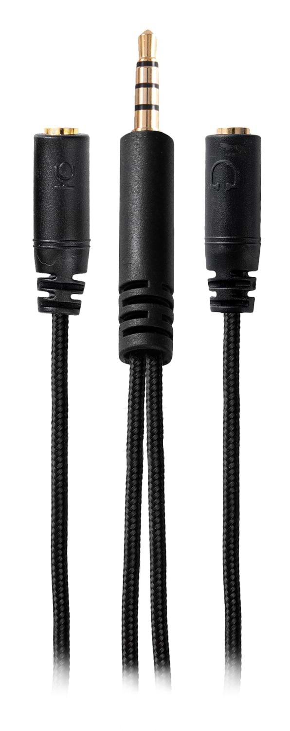 Фото - Кабель 3.5 мм -3.5 мм Hator 0.2м x2х3.5мм female to 3.5mm male Black (ACC-214)