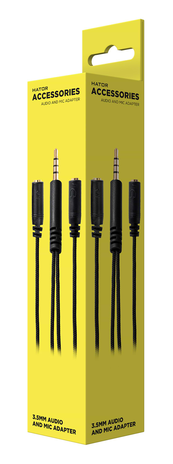 Фото - Кабель 3.5 мм -3.5 мм Hator 0.2м x2х3.5мм female to 3.5mm male Black (ACC-214)