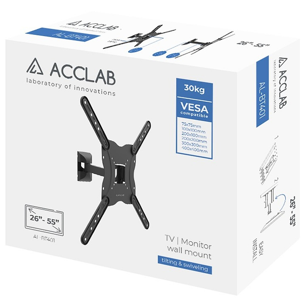 Фото - Крепление для телевизора ACCLAB AL-BT401 26-55+Кабель HDMI 1.8 м + Органайзер (1283126631191)