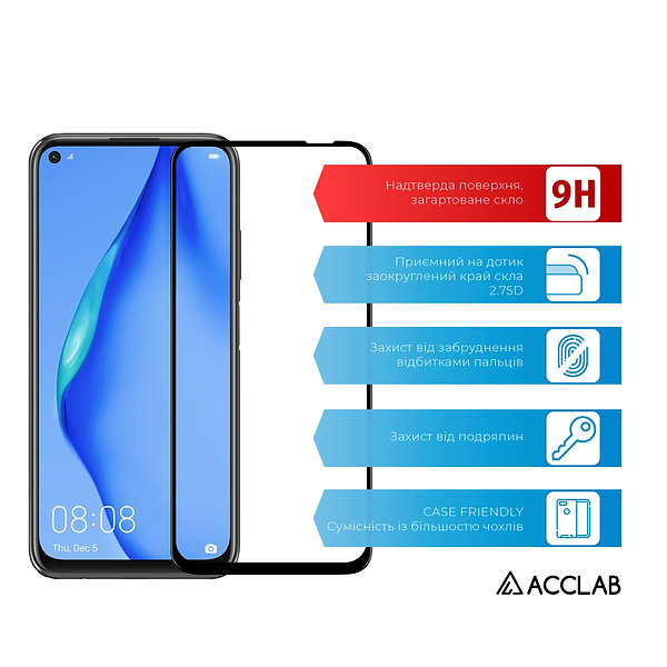 Фото - Захисне скло для смартфону ACCLAB Full Glue for Huawei P40 Lite 25в1 (1283126499258)