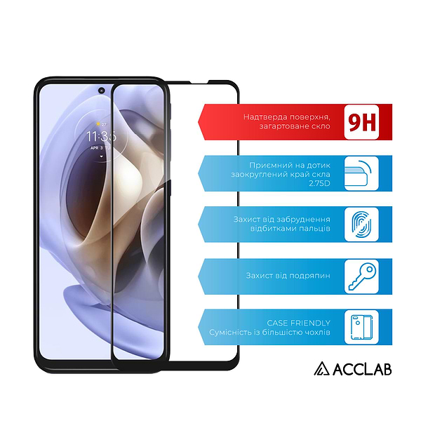 Фото - Захисне скло для смартфону ACCLAB Full Glue for Moto G31/G41 
Black (1283126546105)