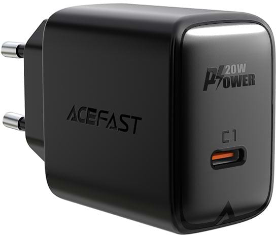 Фото - Сетевое зарядное устройство AceFast A1 PD20W single USB-C charger Black (6974316280033)