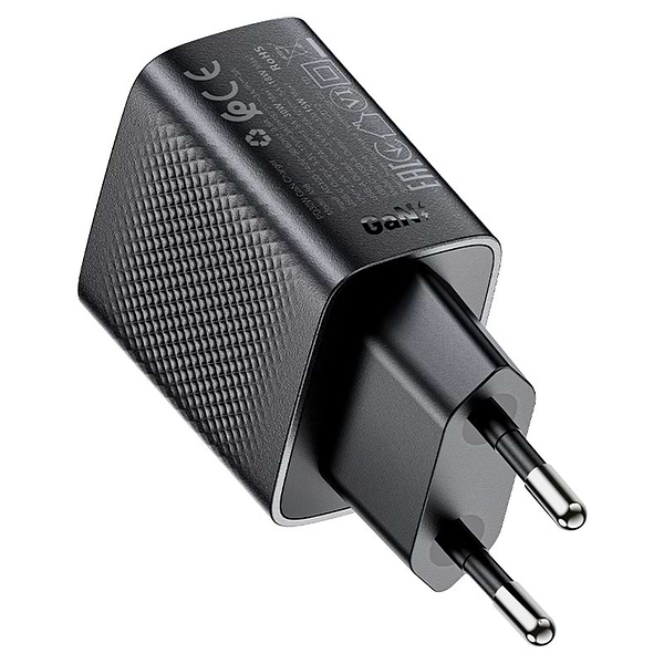 Фото - Сетевое зарядное устройство AceFast 2xUSB 30W (USB-C+USB-A) Gan A98 Black (6974316283263)