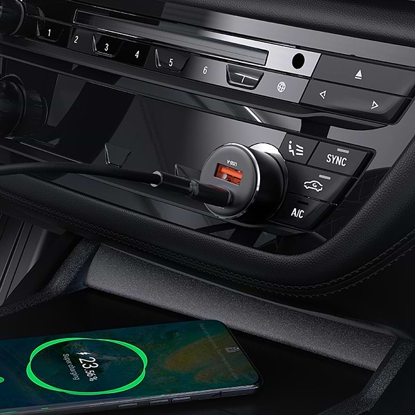 Фото - Автомобільний зарядний пристрій AceFast 2xUSB 60W (USB-C + USB-A) B12 (6974316282914)