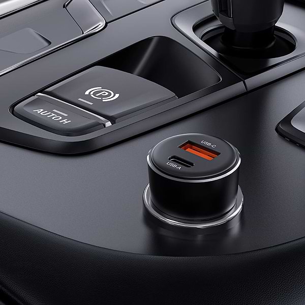 Фото - Автомобільний зарядний пристрій AceFast 2xUSB 60W (USB-C + USB-A) B12 (6974316282914)