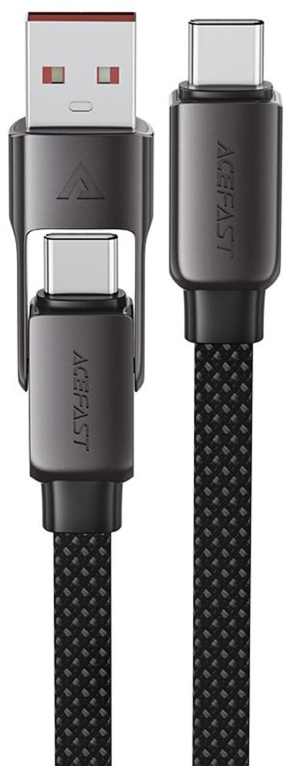 Фото - Кабель синхронизации данных AceFast USB 2.0 USB-A/USB-C to USB-C, 1.2 м, 20V, 3.0A, zink alloy Black, C13-04 (6974316282334)