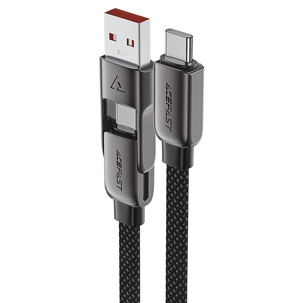 Фото - Кабель синхронизации данных AceFast USB 2.0 USB-A/USB-C to USB-C, 1.2 м, 20V, 3.0A, zink alloy Black, C13-04 (6974316282334)