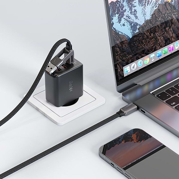 Фото - Кабель синхронизации данных AceFast USB 2.0 USB-A/USB-C to USB-C, 1.2 м, 20V, 3.0A, zink alloy Black, C13-04 (6974316282334)