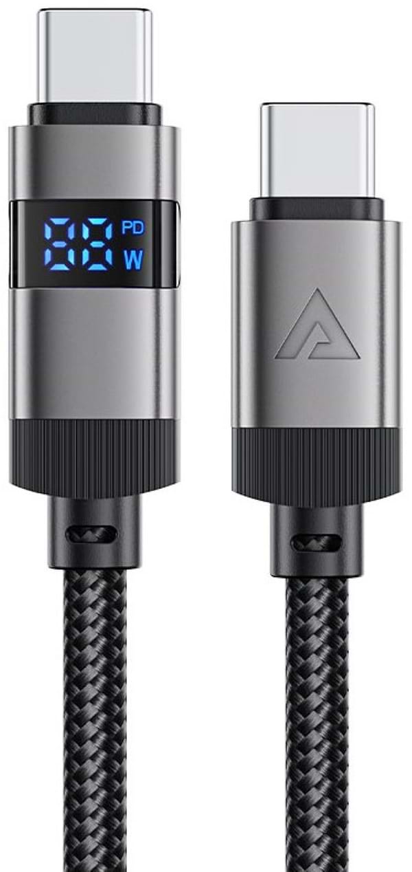 Фото - Кабель синхронизации данных AceFast USB 2.0 USB-C to USB-C, 1.2 м, 60W, 3.0A, digital display Black, C15-03 (6974316283720)