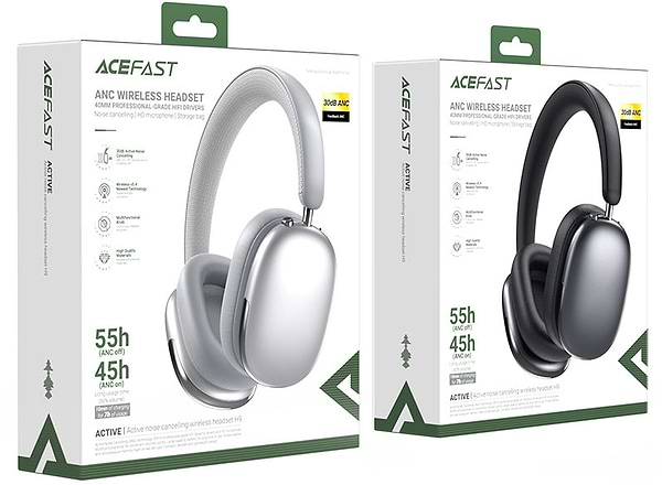 Фото - Наушники полноразмерные беспроводные AceFast H9 ANC Silver (6974316284383)