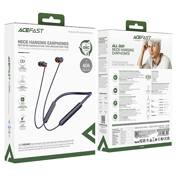 Фото - Навушники вкладиші бездротові AceFast N2 Navy Blue (6974316283294)