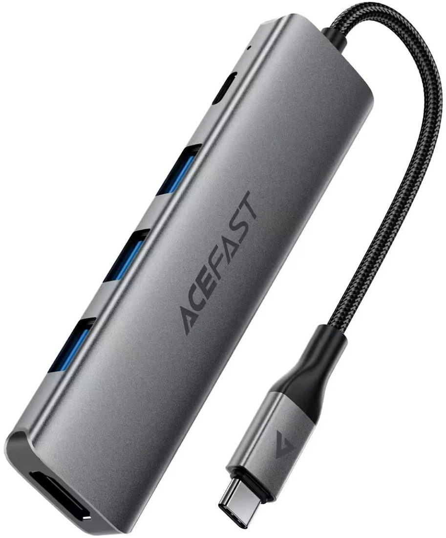 Хаб USB AceFast USB3.0 Type-C - HDMI4K/3xUSB-A 3.0/USB-C PD 90W Hub 5-in-1 J16 (6974316285915)