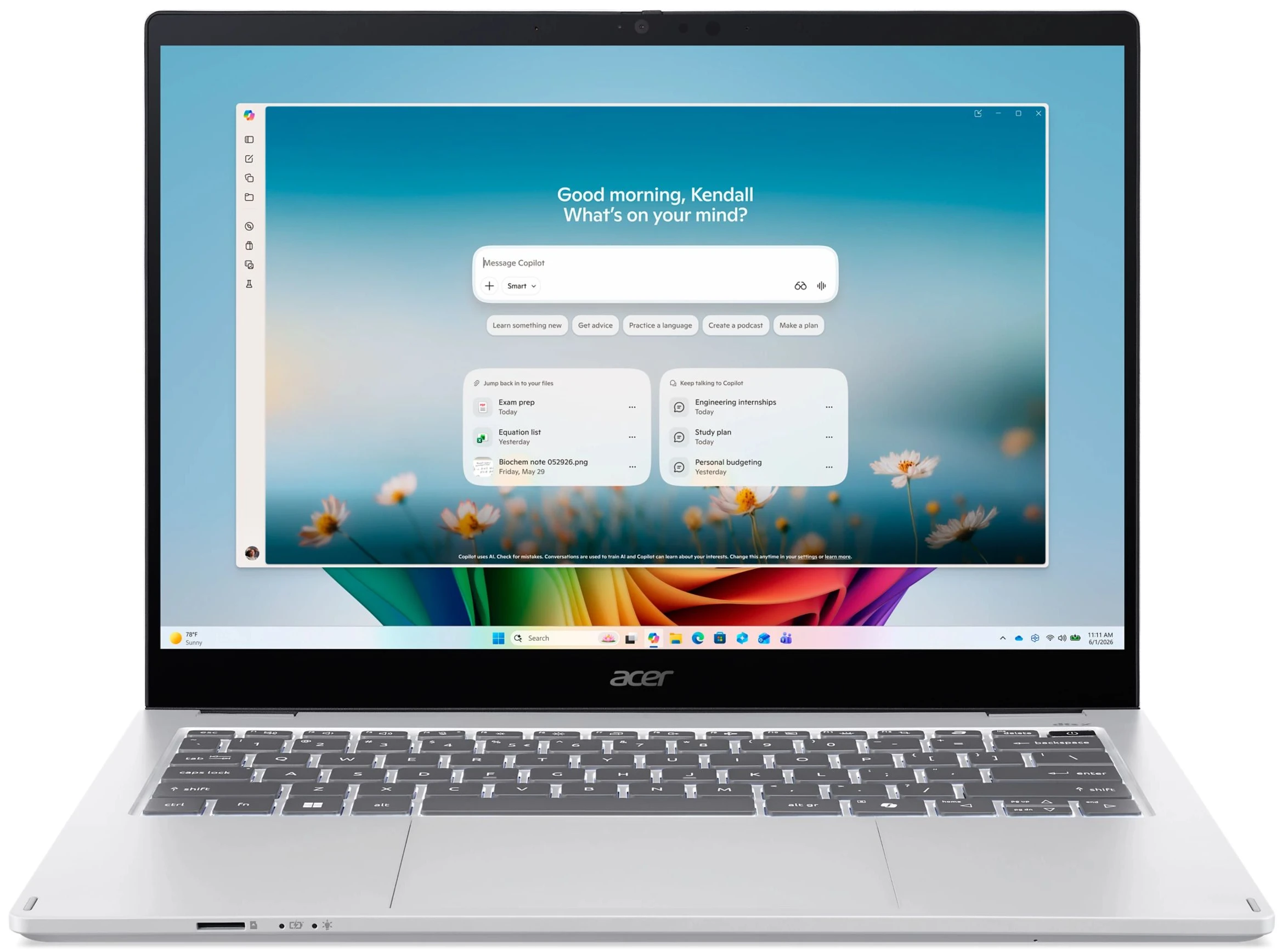 Ноутбук Acer Swift Spin 14 AI SFSP14-I51T (NX.W0SEU.005) Platinum Silver