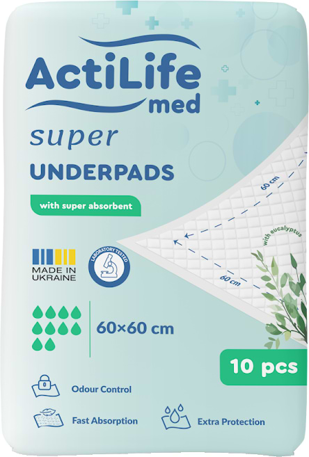 Пелюшка для дорослих Actilife med Super 60 х 60, 10 шт (981440)