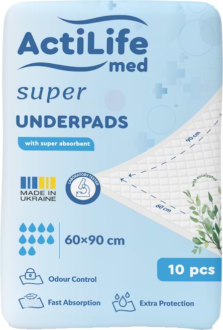 Пелюшка для дорослих Actilife med Super 60 х 90, 10 шт (981433)