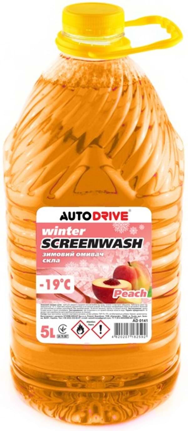 Фото - Омивач скла Auto Drive WINTER SCREEN WASH PEACH -19 °С ПЕТ 5 л (AD0141)