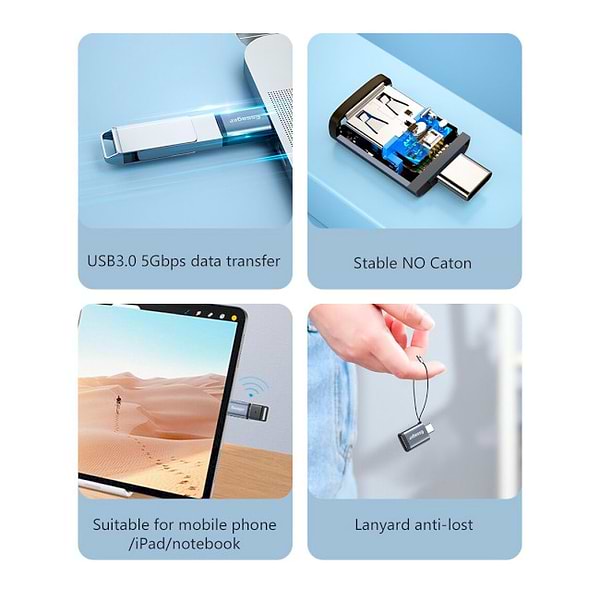 Фото - Переходник Essager Soray OT (USB Female to Type-C Male) USB3.0 Adaptor Grey (EZJAC-SRA0G)
