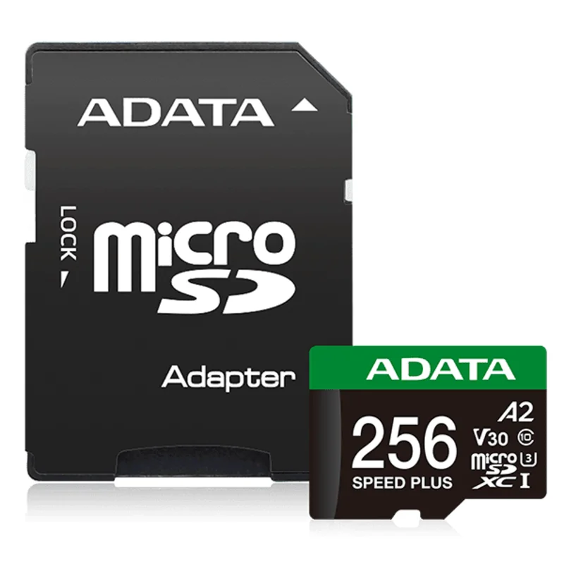 Карта памяти ADATA microSDXC (UHS-1 U3) SPEED PLUS 256Gb Class 10 V30 A2 adapter SD (UD256GUI3V30A2SP-RA1)