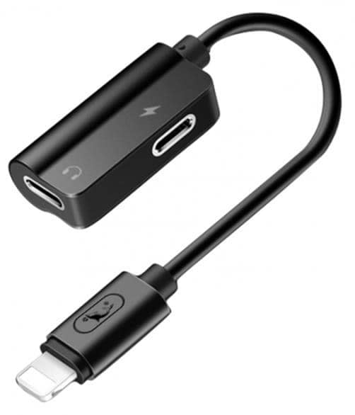 Перехідник аудіо SkyDolphin AU01 Lightning - 2хLightning (M/F) Black (ADPT-00026)