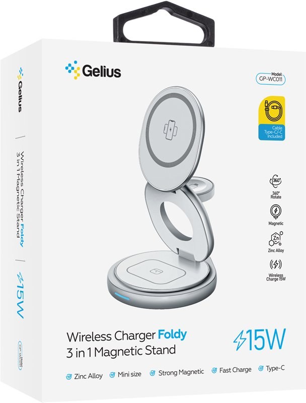 Фото - Беспроводное зарядное устройство Gelius Foldy 3in1 15W GP-WC011 White