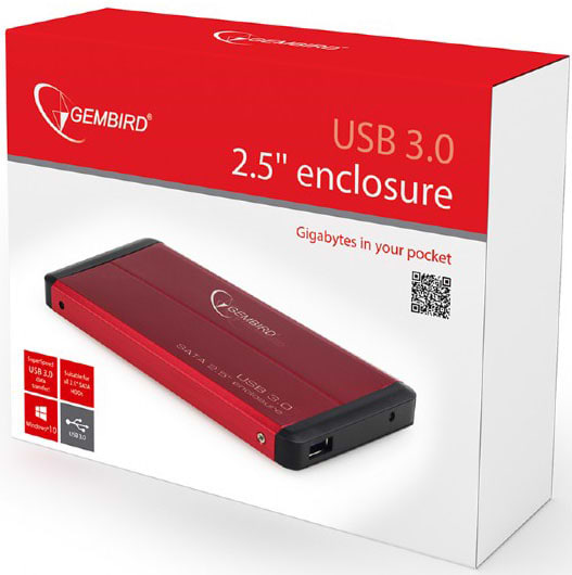 Фото - Внешний карман Gembird HDD 2.5'' USB 3.0 Red (EE2-U3S-2-R)