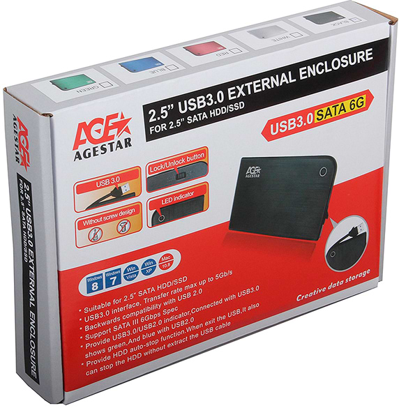 Зовнішній карман AgeStar HDD SATA 2.5'' USB 3.0 Black (3UB2A14) купити ...
