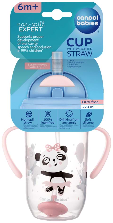 Фото - Поильник-непроливайка детский Canpol babies EXOTIC с трубочкой и утяжелителем, 270 мл. (56/606_pin)