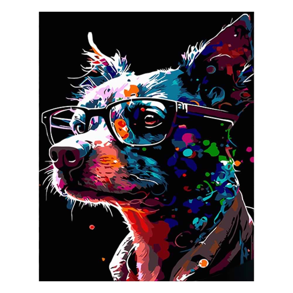Картина за номерами Strateg Яскравий песик в окулярах 40х50 см (AH1017)