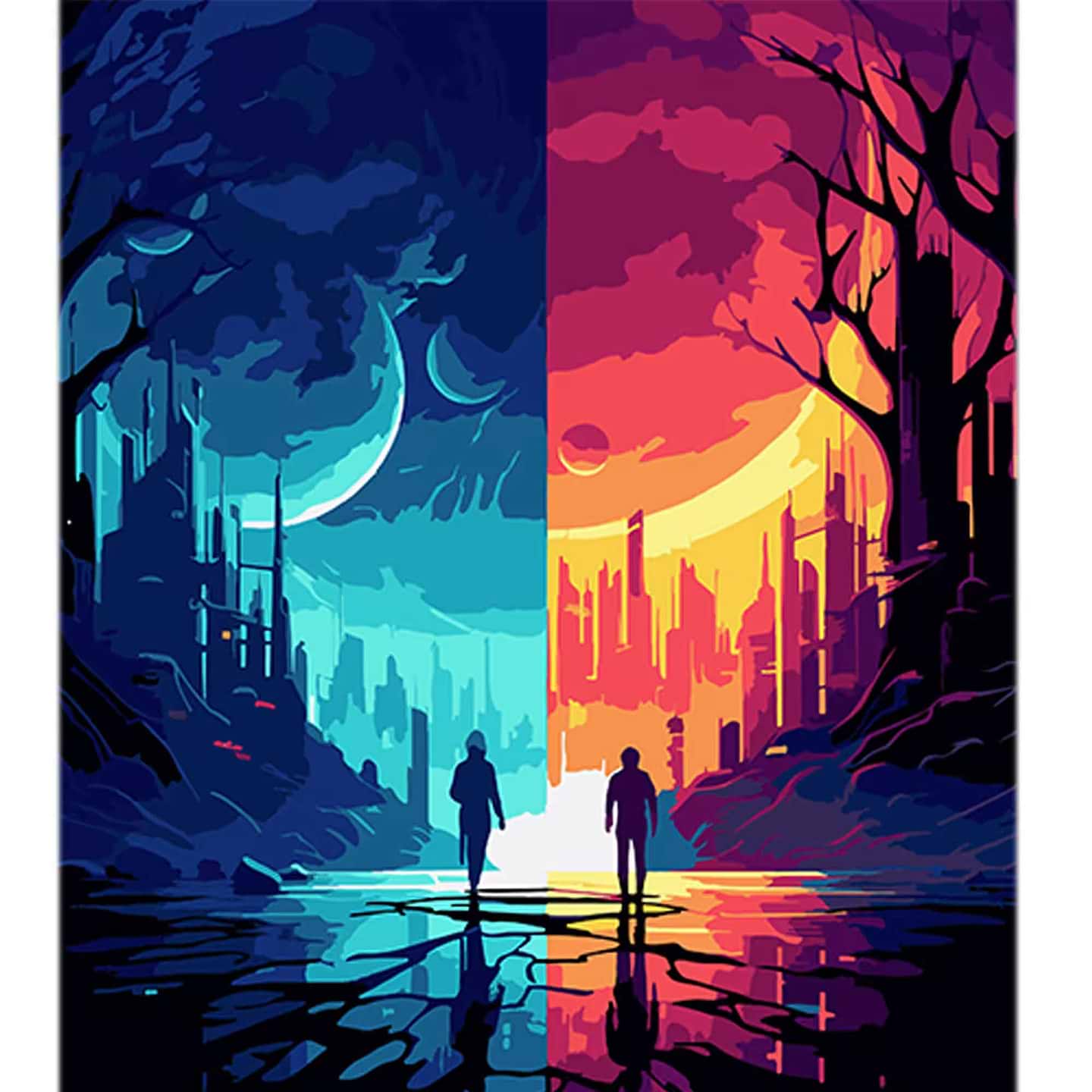 Картина по номерам Strateg Два света, одна ночь 40х50 см (AH1092)