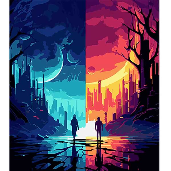 Фото - Картина по номерам Strateg Два света, одна ночь 40х50 см (AH1092) Фото - Картина по номерам Strateg Два света, одна ночь 40х50 см (AH1092)