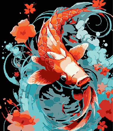 Картина по номерам Strateg Золотые кои в мечтательных водах 40х50 см (AH1137)