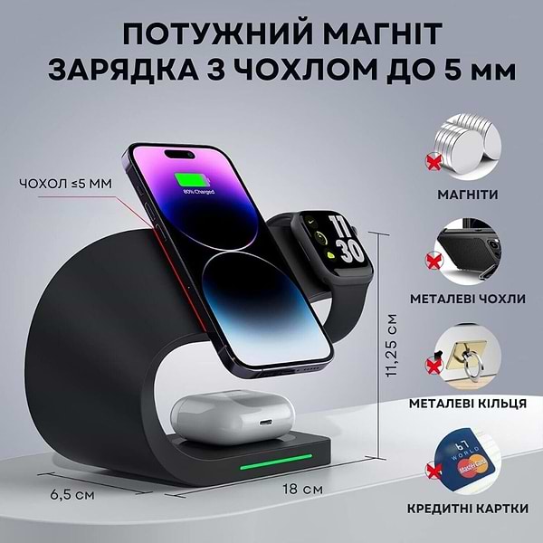 Фото - Беспроводное зарядное устройство Ailink Dock Station C-line 4 в 1 Black (AI-DS-C-line-3in1bk)