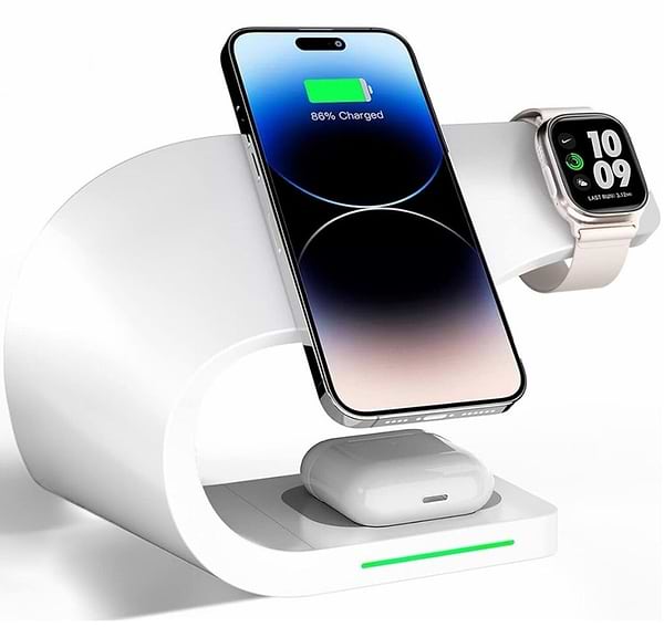 Фото - Бездротовий зарядний пристрій Ailink Dock Station C-line 4 в 1 White (AI-DS-C-line-3in1wh) Фото - Бездротовий зарядний пристрій Ailink Dock Station C-line 4 в 1 White (AI-DS-C-line-3in1wh)