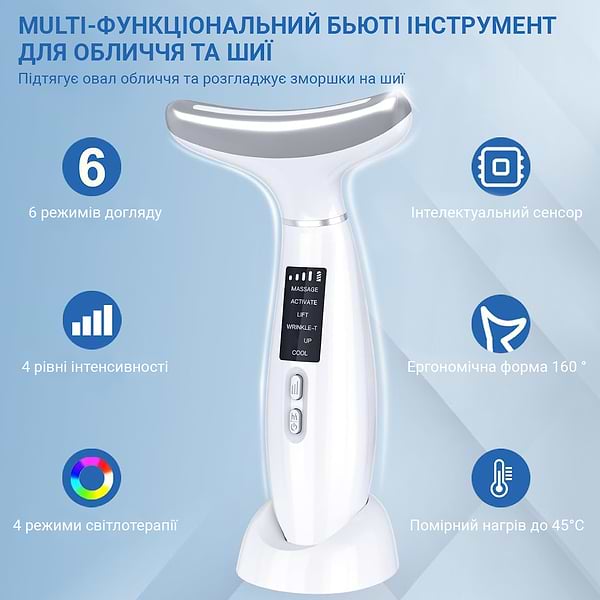 Фото - Масажер для обличчя AIMED Neck RF Lifting EMS+LED Pink (AI-NeckEMS_pink)