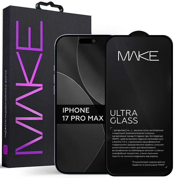 Фото - Захисне скло для смартфону MAKE Ultra Glass for Apple iPhone 17 Pro Max (MGU-AI17PM)