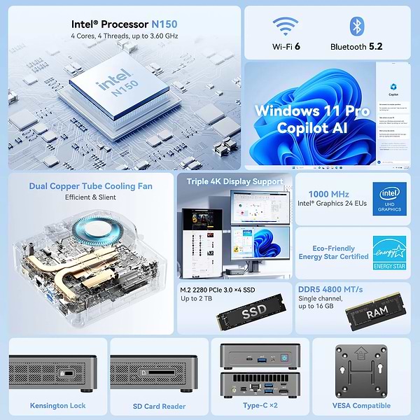 Фото - Неттоп GEEKOM Mini Air12 N150 (GMAir12N150-16512-EU)