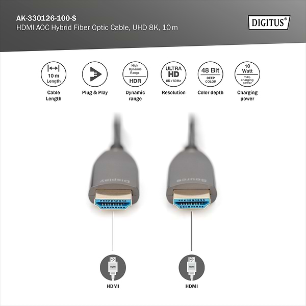 Фото - Кабель HDMI Digitus HDMI UHD 8K 10 м Black