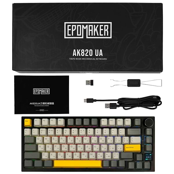 Фото - Клавиатура беспроводная игровая EPOMAKER AK820 Pro Gift Switch Hot-Swap Black (AK820-PRO-B-G)