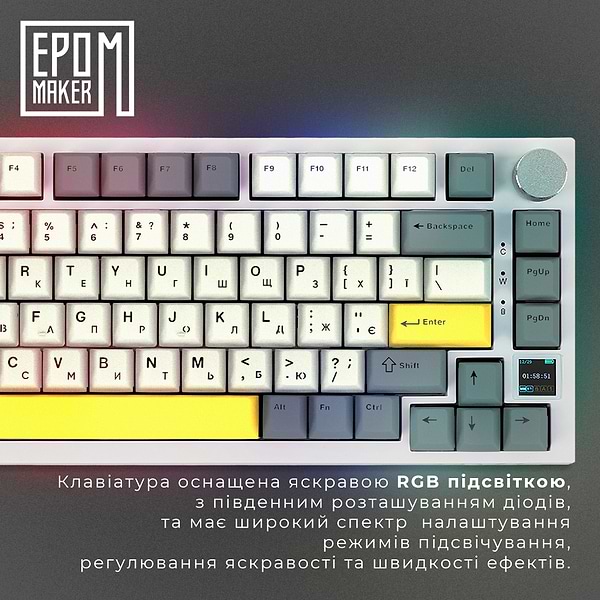 Фото - Клавиатура беспроводная игровая EPOMAKER AK820 Pro Flying Fish Switch Hot-Swap White (AK820-PRO-W-FF)