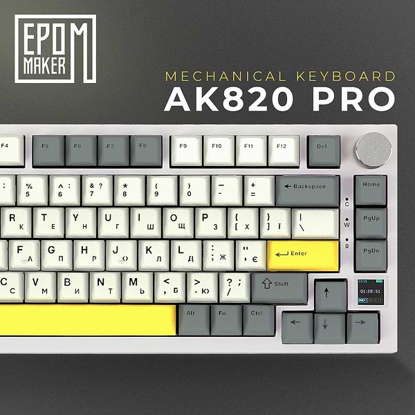 Фото - Клавиатура беспроводная игровая EPOMAKER AK820 Pro Flying Fish Switch Hot-Swap White (AK820-PRO-W-FF)