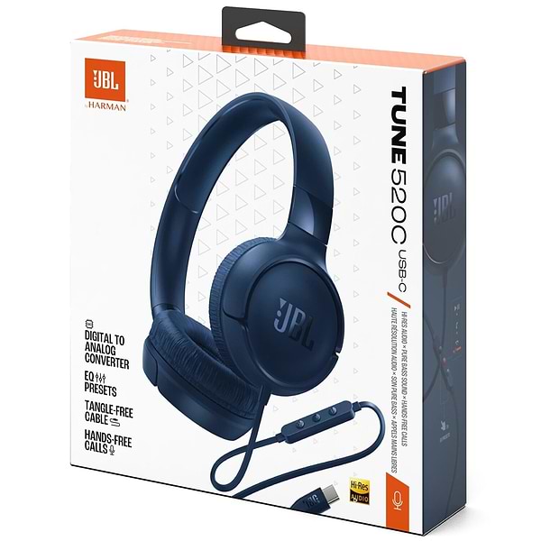 Фото - Навушники накладні дротові JBL Tune 520C USB-C Blue (JBLT520CBLU)