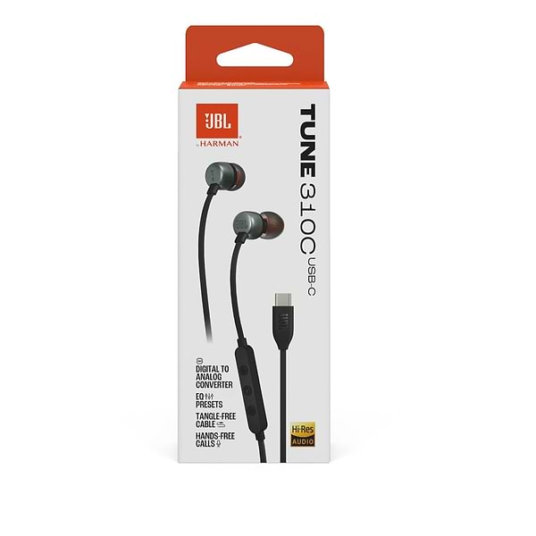 Фото - Навушники вкладиші дротові JBL Tune 310C USB-C Black (JBLT310CBLK)