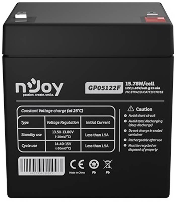 Аккумулятор для ИБП Njoy GP05122F 12V 5AH (BTVACEUOBTO2FCW01B) AGM